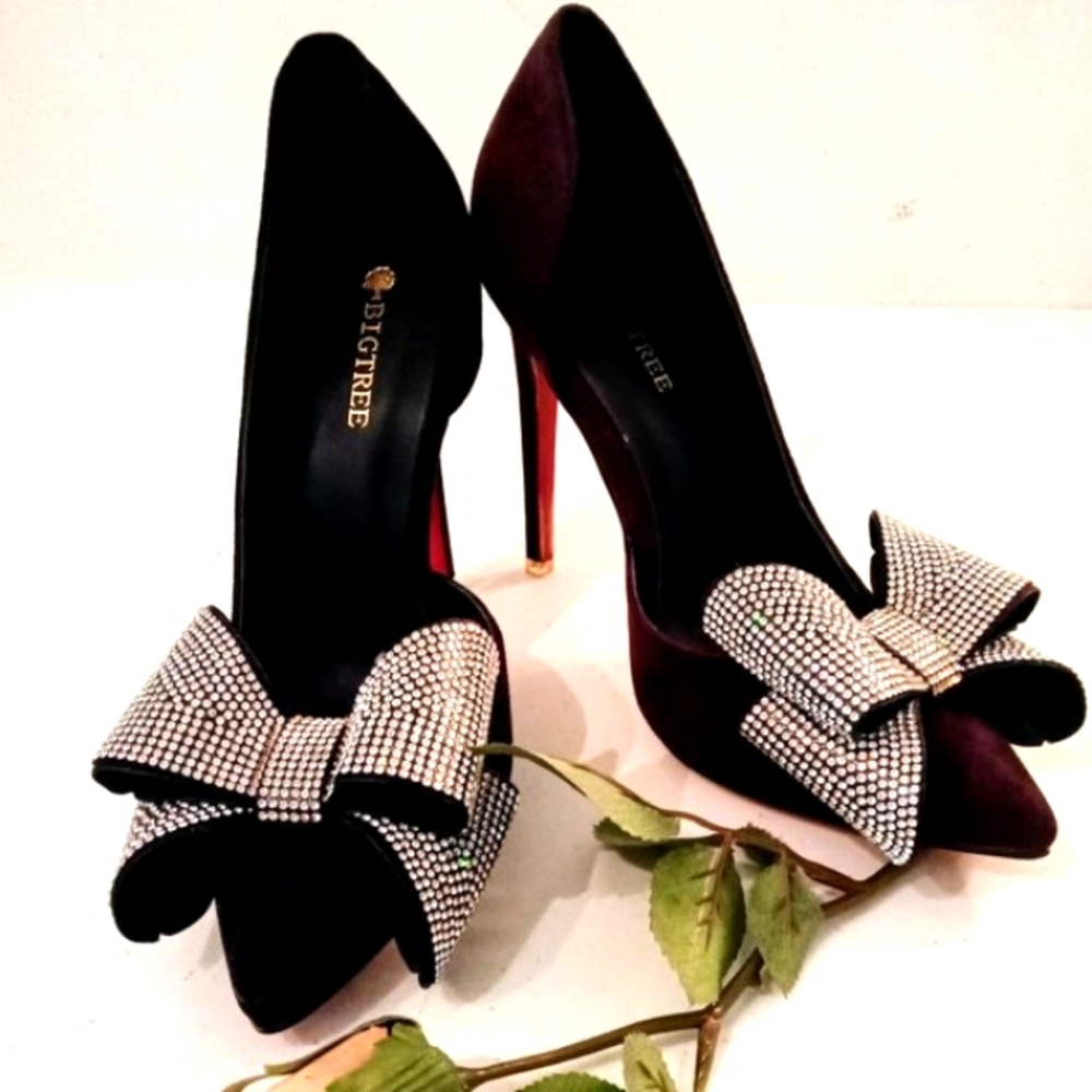 🎁 FREE GIFT IS INCLUDED 🎁 NEW 3D Rhinestones Bow High Heels Women Shoes - Picture 5 of 16